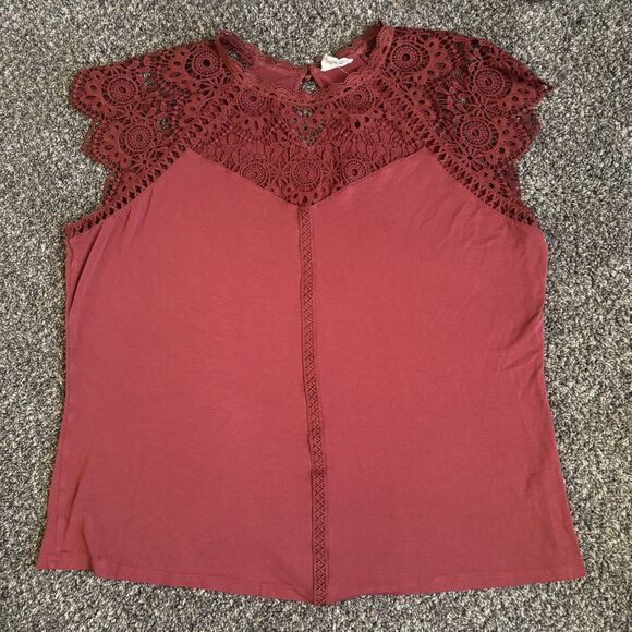 Perch Blu Pepper 3XL Womens Blouse Top Boho Floral Crochet Hippie 3X Salmon - Picture 1 of 5